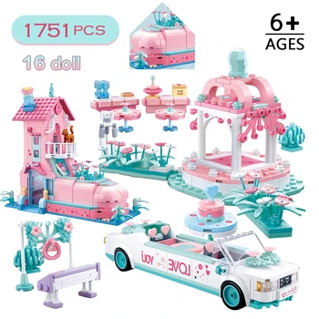New City Wedding Party Building Blocks Compatible with Girl Friends Romantic Wedding Dress Princess Toys for Children