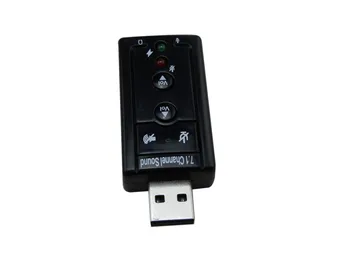 50 kom./lot novi crni USB 2.0 Virtual 7.1 Channel Audio Sound Card Adapter 3D desktop laptop zvučne kartice
