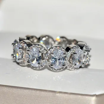 CC prsten za žene S925 Srebrna vjenčanje, vjenčanje u Ovalni kubni cirkonij zaručnički prsten fin nakit Femme tereta pada CC3122