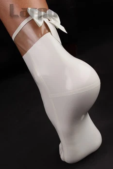 Ručni rad unisex fetiš gume bijele prirodni latex čarape s lukom