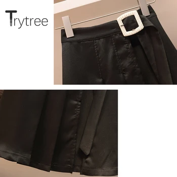 Trytree 2020 Summer Women Two piece set Casual V-izrez однобортный puna top + suknja Mini Fashion Black Set 2 kom