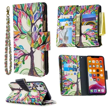 Šarene obojena munja kožna flip novčanik torbica za iPhone 11 Pro Max X XS XR 8 7 Plus SE 2020 12 Multi Card Holder Mjesta Cover