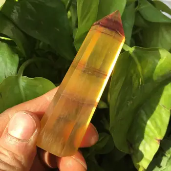 Lijep prirodni Kristal prirodni žuti fluorit Kristal točka prirodni Kristal reiki iscjeljivanje 70-80 mm