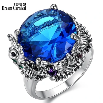 DreamCarnival 1989 novi veliki plavi kubni cirkonij prsten za vjenčanje anti rodija boja royal crown Look Women Party Jewels WA11544