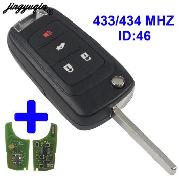 Jingyuqin 4 gumba za sklapanje flip daljinski privjesak 433 Mhz sa čipom ID46 za Chevrolet Cruze Camaro Equinox Malibu Sonic uncut