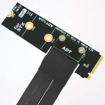 ADT-Link M. 2 NVMe SSD Extension Cable extender PCIe3.0 x4 full speed NVMe M-Key STX Extender rotirati za 90 stupnjeva pod pravim kutom