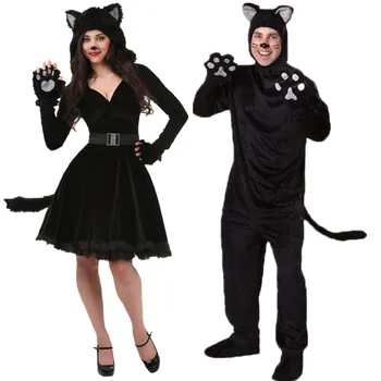 Halloween Žena-mačka par mačka djevojka Vrag muškarci odijela krzna životinja scenski kostim