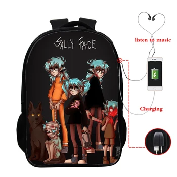16 inča USB školske torbe Sally lice tiskanih dječaci djevojčice ruksak torba Sally lice moda školske torbe za tinejdžer Mochilas ruksak