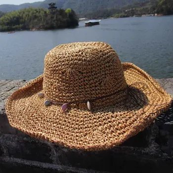 Ljeto nova ručno vezanje udica slamnati šešir ženska солнцезащитная šešir sklopivi vanjski štitnik za sunce umivaonik krug plaža Panama šešir Sunhat Girls Hat