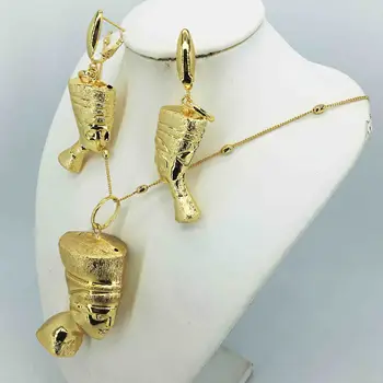 Visoka kvaliteta talijanskog zlata boji nakit za žene Afrički lopta nakit ogrlica i naušnica i narukvica nakit