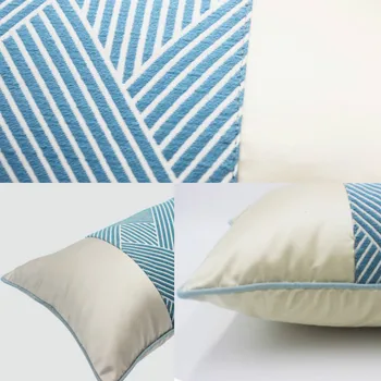 DUNXDECO jastučnica ukrasna struk jastučnicu moderan, jednostavan, elegantan umjetnički plava geometrijski kauč stolice Coussin sramota dekor