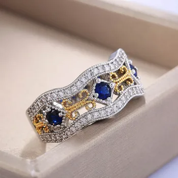 BIJOX priča modni 925 sterling silver prsten s geometrijskim safir dragi kamen Cirkon prsten za žene vjenčanje dar veličina 6-10
