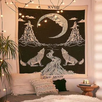 Sunce je lubanja psihodelični tapiserija broj tapiserija velika hipi dekor vještica zidni kuća duhova astrologija dekor mesecevih mena novi