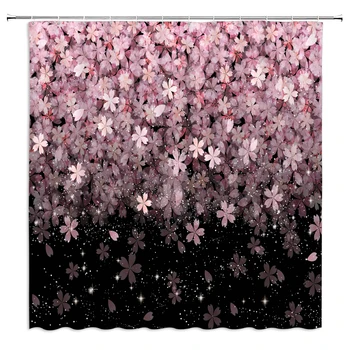 Prekrasna cvijet trešnje tuš zavjese tkanine vodootporni poliester kada zastor s kukama 180X180 ukras zaslona