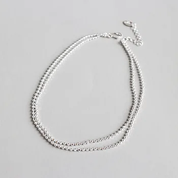 Pravi 925 sterling srebra višeslojne i male sretne okrugle lopte perle nožna narukvica narukvica prilagoditi fin nakit TLS126