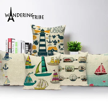 Sidro brod dekor jastučnicu morska jastuk za kauč lijepa djevojka crtani šarene 45 x 45 ukrasne jastučnice sjedalo