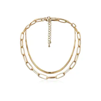 Moda dvostruki sloj punk link zlatni lanac privjesak ogrlica punk ogrlice za žene nakit 2020