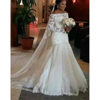 NUOXIFANG novi dugi rukav Lurxy Vestido De Noiva čipke vjenčanicu 2020 individualne plus veličina bisera vjenčanica