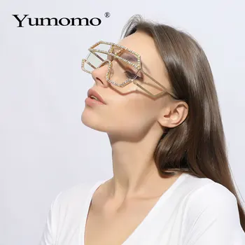 Luksuzni 10 boja cjelovite leće gorski kristal sunčane naočale Žene ogroman trg sunčane naočale marke dizajner muškarci sunčane naočale UV400
