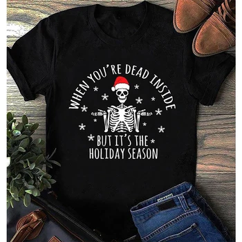 Boji kad si mrtav iznutra, ali to blagdana majica smiješno Santa lubanje kostura Božićni poklon top tee