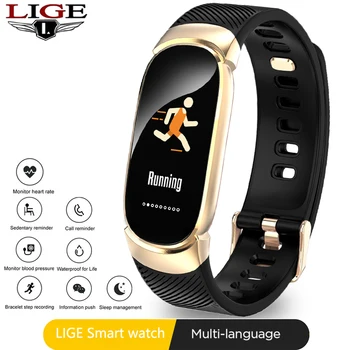 LIGE Sport Smart Bracelet Women Men Waterproof Smart Watch Heart Rate Blood Pressure Pedometer Smart Wristband za Android i iOS