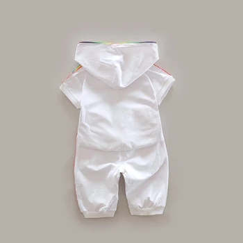 Dječja ljetna pamučna odjeća Baby Boys Girls Candy-colored Zipper Hoodies Short 2 kom./compl. djeca kratkih rukava Twinsets sportski odijelo