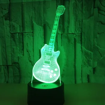 Gitara Led 3d Nightlight 7 touch daljinski upravljač, 3d lampa vizualni kreativni dar Led Night Light novo Led Usb 3d svjetiljke
