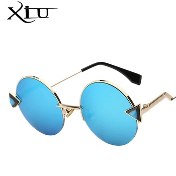 XIU okrugle metalne sunčane naočale jedinstveni dizajner žene sunčane naočale retro Moda Полуободья sunčane naočale kvalitetan brand Oculos UV400