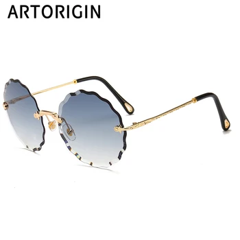 2019 luksuzni okrugle sunčane naočale Žene brand dizajner rimless sunčane naočale za žene nijansu moda Rosie naočale