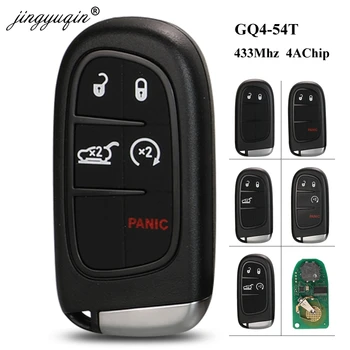 Jingyuqin 5pcs KeylessGo Entry 433Mhz 4A Chip 2/3/4/5 Button for Jeep Cherokee DODGE/Chrysler GQ4-54T Car Remote Smart Key Card