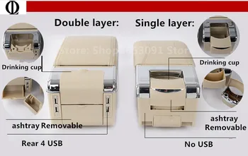 Za Dacia sandero naslon za ruku kutija USB punjenje poboljšati dvostruki sloj središnja shop sadržaj držač čaša pepeljara pribor