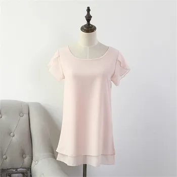 Original YUANYU žene шифоновая bluza ljeto je jednostavan boja kratkih rukava košulje jednostavan svakodnevni O-izrez ženske majice plus size 6XL