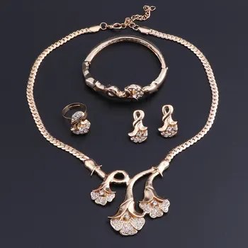 OEOEOS žene prekrasan Kristal ogrlica set afričkih tirkizne naušnice zlatne boje cvijet privjesak vjenčanicu pribor