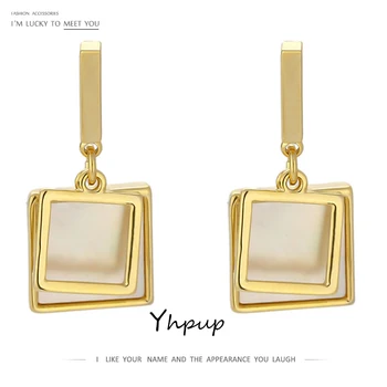 Yhpup moda prirodni omotač trg geometrijski lutaju trendi naušnice zlatne metalne naušnice nakit za žene Orecchini Donna poklon