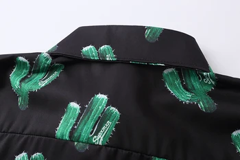 LINDSEY SEADER košulje muškarci kaktus ispis džep crni dugi rukav однобортные košulje svakodnevni zaokružiti suknja ulica odjeća Overshirts