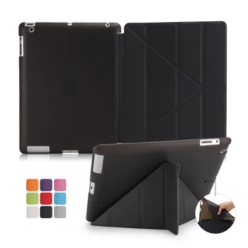 Origami Ultra Slim Leather +TPU Magnetic Rubber Soft Cover Flip Case SKin For iPad 2/3/4 A1395 1396 1397 1403 1416 1430 1458