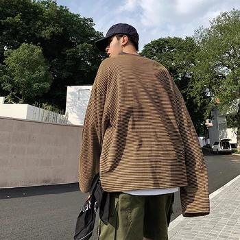 Korejski prugasta majica muška moda svakodnevni pamučna majica muška ulica odjeća Divlji slobodan hip-hop pulover Veste muški M-XL