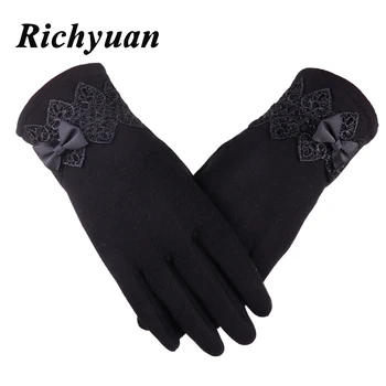 2018 nove ženske rukavice za zimu čipke, rukavice s lukom dame djevojke guantes touchscreen rukavice, vunene rukavice za žene tople rukavice