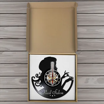 Salon za uljepšavanje noktiju Vinil ploča zidni sat manikura klasicni zidni sat dar ideja za manicurists kozmetički salon Nail Bar Art Wall Sign