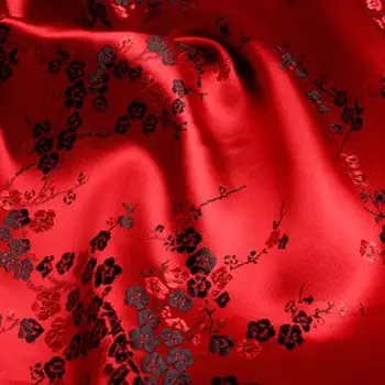 90cm * 100cm brokat tkanina berba odijelo odjeća cheongsam tkanine, svilene tkanine crvena pozadina crne boje šljive haljina