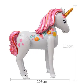 Jednorog stranke dekoracije isporuke darove 3D veliki Unicornio hodanje životinja folija baloni djevojke Rođendan tema serije dekor suvenira