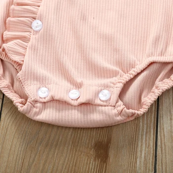 Pudcoco 0-18M Toddler Baby Girl Solid Slatka Long Sleeve Bodysuit kombinezon