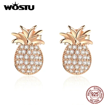 WOSTU 2019  Real 925 Sterling Silver Fruit naušnice za žene topla moda ružičaste boje ananas nakit CQE803