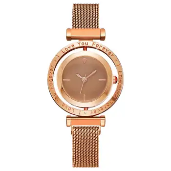 Kreativne jednostavne ženski luksuzni modni satovi zlatni mrežica remen od nehrđajućeg čelika kvarcni sat Magnet buckle ženski Ručni sat 24 mm