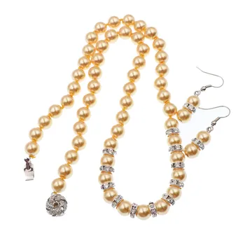 9 boja komplet nakita za žene 8 mm imitacija bisera perle, staklene školjke biseri lanca izjava privjesak ogrlica i naušnica setovi B126