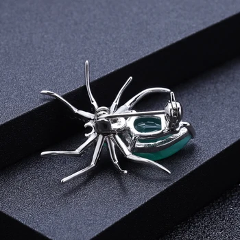 GEM s BALLET prirodni zeleni ahat dragulj broš 925 sterling srebra Luč ručni rad dizajn pauk broš za žene fin nakit