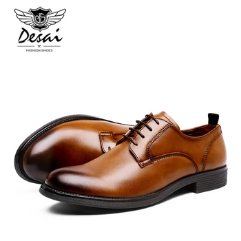 DESAI brand obuće je od prirodne kože, elegantne poslovne modeliranje cipele muškarci Engleska poslovne svakodnevne броги formalno Vjenčanje college cipele