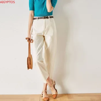 AIGYPTOS 2020 new classic, all-match white sanded keper casual beige jeans plus size clothes