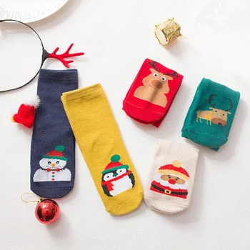 5 parova/pak. božićni Dječje čarape Jesen Zima svakodnevni Prekrasan crtić Božić pamuk je prozračan toplo Djevojčica i Dječak čarapa