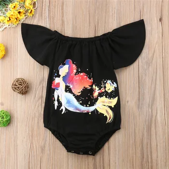 Novorođenče beba slatka beba djevojčica odjeća Fly rukava Sirena kombinezon Kombinezon Sunsuit outfits ljeto 0-2T
